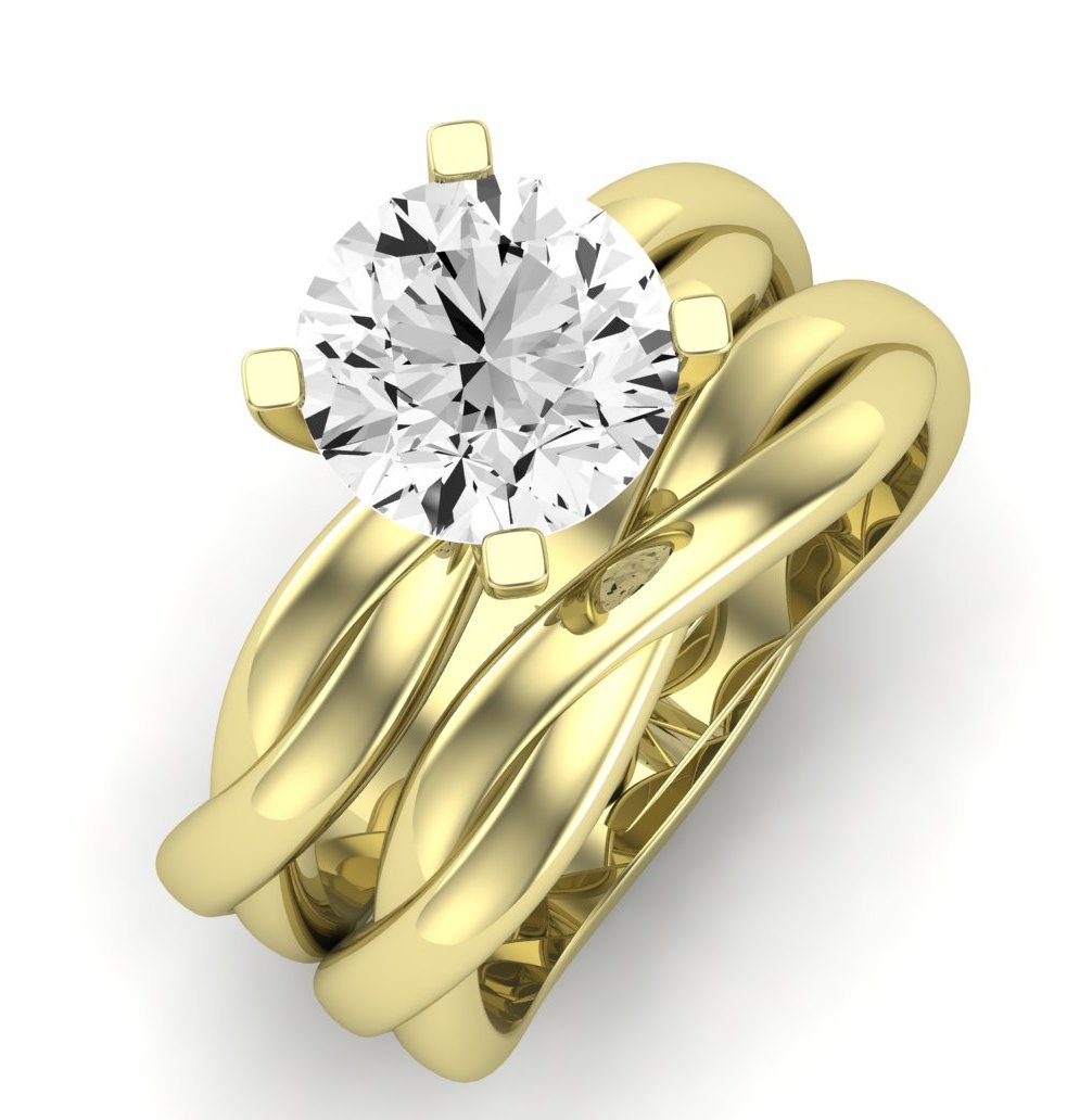 Baneberry Moissanite Matching Band Only (does Not Include Engagement Ring)  For Ring With Round Center yellowgold