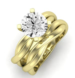 Baneberry Moissanite Matching Band Only (does Not Include Engagement Ring)  For Ring With Round Center yellowgold