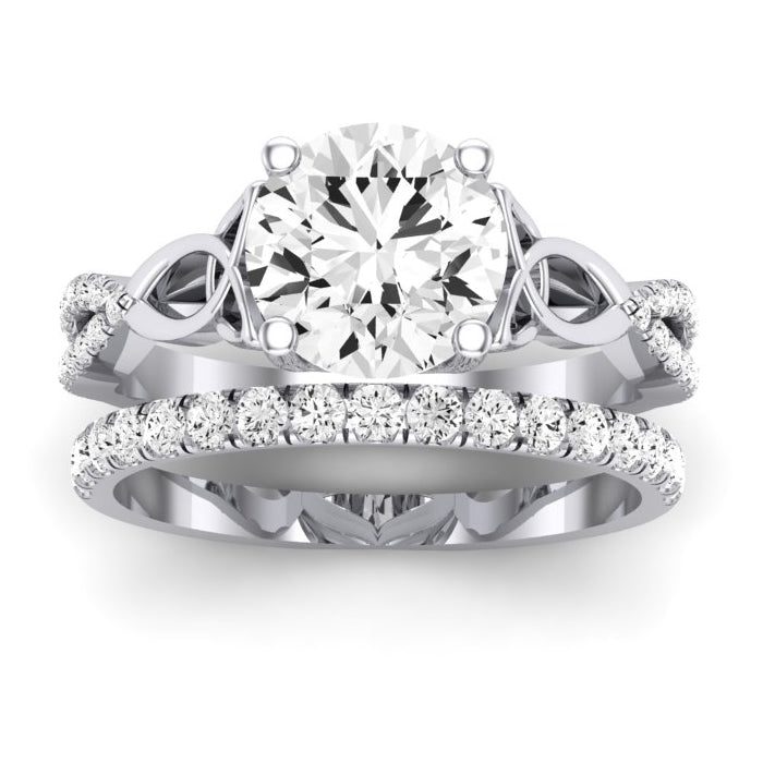 Pavonia Moissanite Matching Band Only (does Not Include Engagement Ring)  For Ring With Round Center whitegold