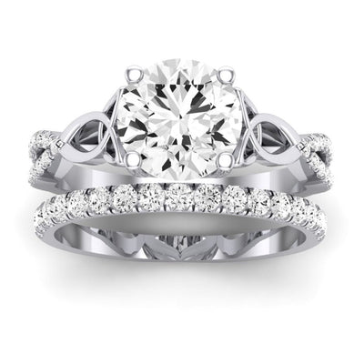 Pavonia Moissanite Matching Band Only (does Not Include Engagement Ring)  For Ring With Round Center whitegold