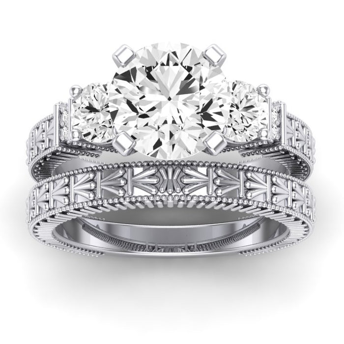 Angelonia Moissanite Matching Band Only (does Not Include Engagement Ring) For Ring With Round Center whitegold