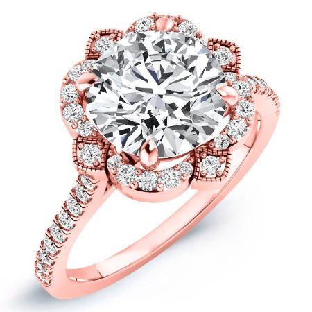 Rockrose Moissanite Matching Band Only (engagement Ring Not Included) For Ring With Round Center rosegold