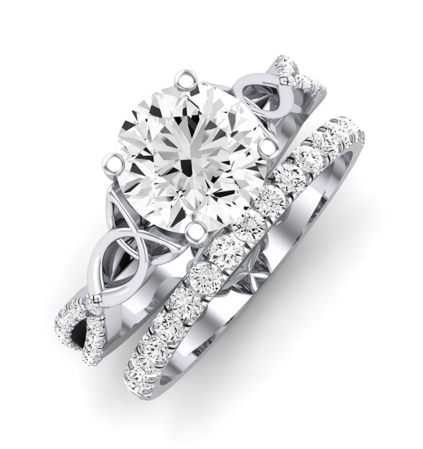 Pavonia Moissanite Matching Band Only (does Not Include Engagement Ring)  For Ring With Round Center whitegold