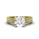 Azalea Moissanite Matching Band Only (does Not Include Engagement Ring) For Ring With Round Center yellowgold