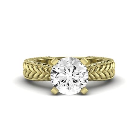 Azalea Moissanite Matching Band Only (does Not Include Engagement Ring) For Ring With Round Center yellowgold