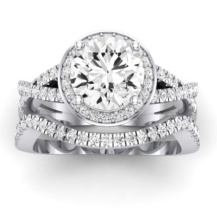 Moonflower Moissanite Matching Band Only (does Not Include Engagement Ring) For Ring With Round Center whitegold