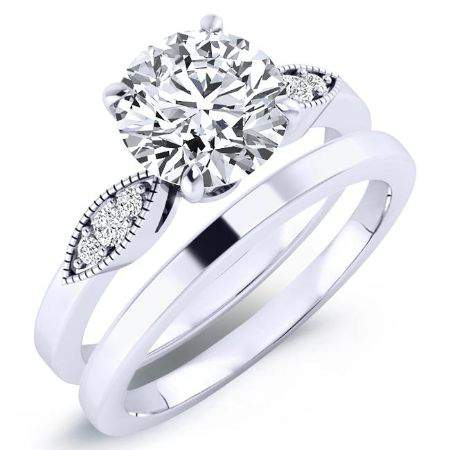 Mulberry Moissanite Matching Band Only (engagement Ring Not Included) For Ring With Round Center whitegold