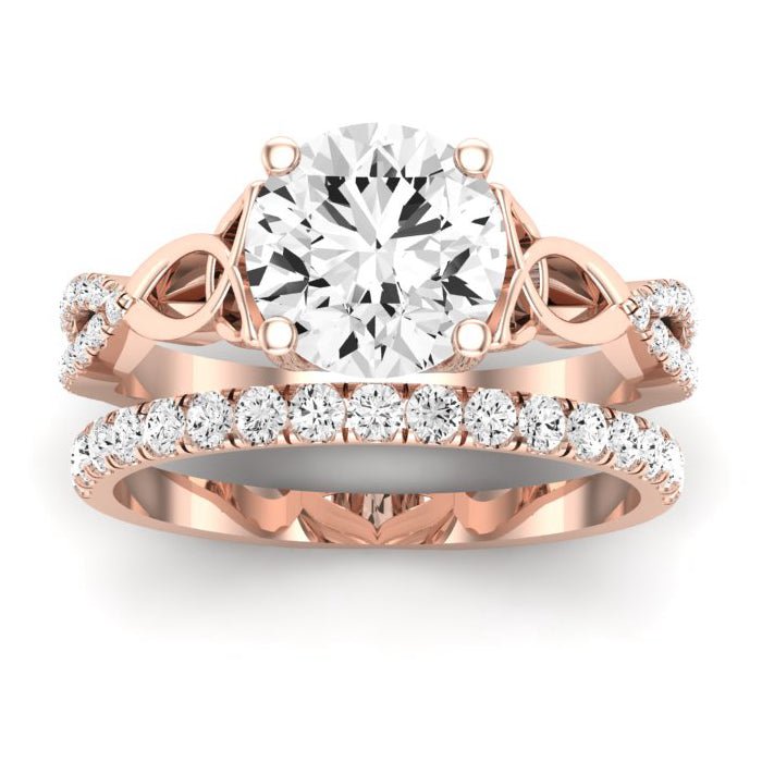 Pavonia Moissanite Matching Band Only (does Not Include Engagement Ring)  For Ring With Round Center rosegold