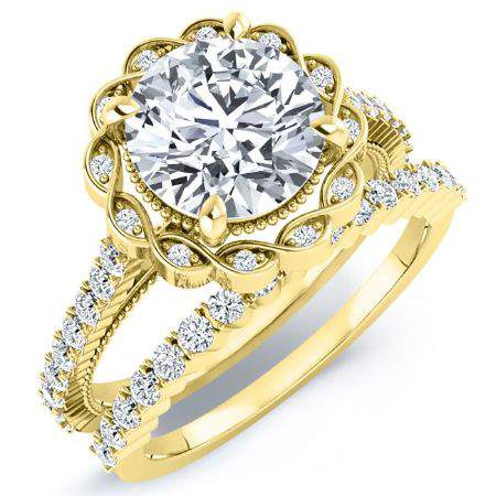 Ruellia Moissanite Matching Band Only (engagement Ring Not Included) For Ring With Round Center yellowgold