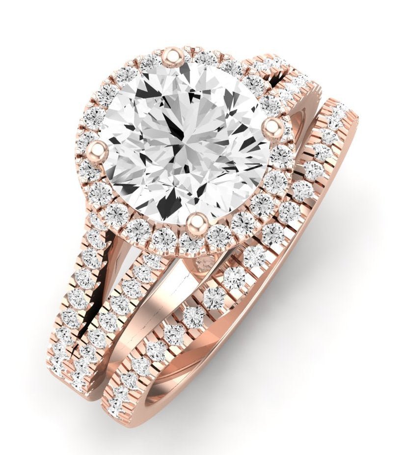 Silene Moissanite Matching Band Only ( Engagement Ring Not Included) For Ring With Round Center rosegold