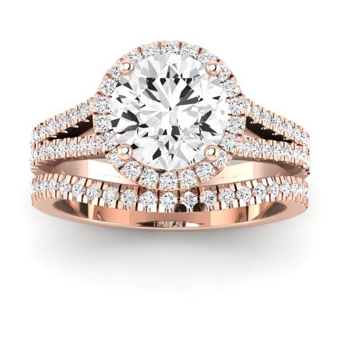 Silene Moissanite Matching Band Only ( Engagement Ring Not Included) For Ring With Round Center rosegold