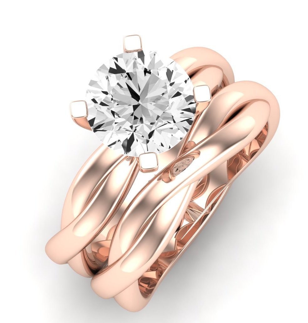 Baneberry Moissanite Matching Band Only (does Not Include Engagement Ring)  For Ring With Round Center rosegold