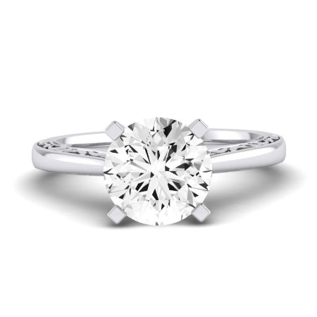 Astilbe Moissanite Matching Band Only (does Not Include Engagement Ring) For Ring With Round Center whitegold