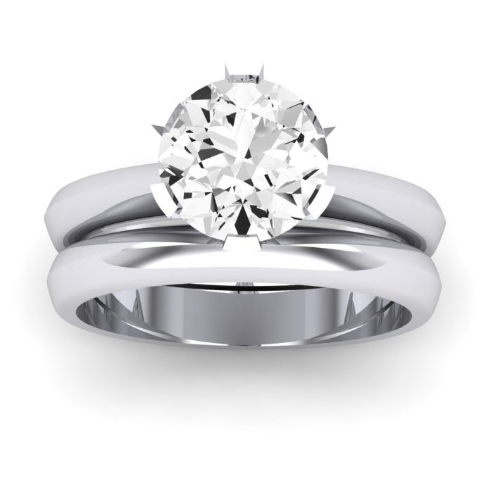 Senna Moissanite Matching Band Only (does Not Include Engagement Ring) For Ring With Round Center whitegold