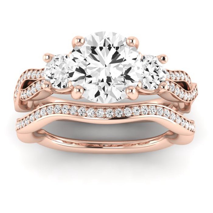 Bottlebrush Moissanite Matching Band Only (does Not Include Engagement Ring) For Ring With Round Center rosegold