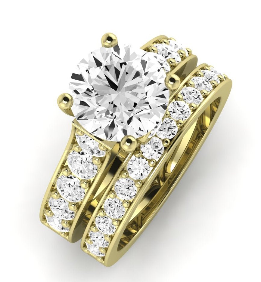 Calluna Moissanite Matching Band Only (does Not Include Engagement Ring) For Ring With Round Center yellowgold