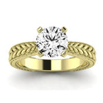 Azalea Moissanite Matching Band Only (does Not Include Engagement Ring) For Ring With Round Center yellowgold
