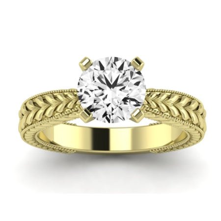 Azalea Moissanite Matching Band Only (does Not Include Engagement Ring) For Ring With Round Center yellowgold