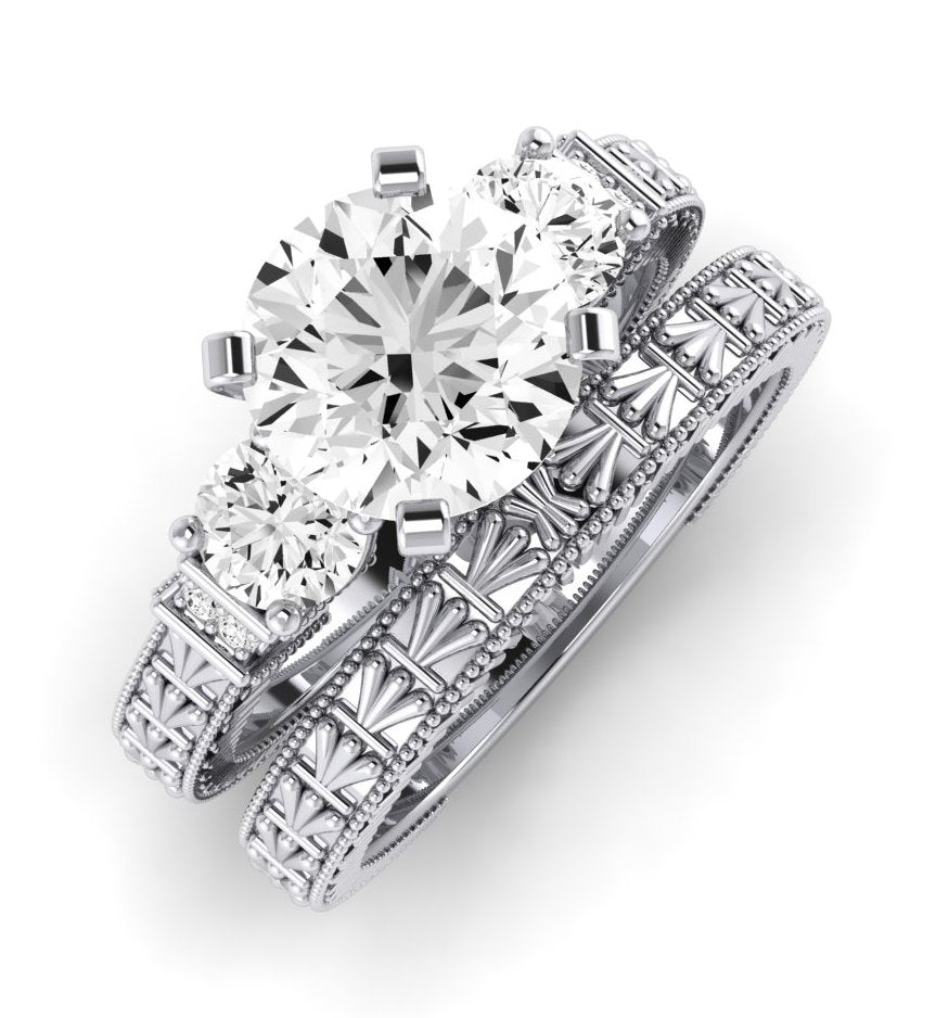 Angelonia Moissanite Matching Band Only (does Not Include Engagement Ring) For Ring With Round Center whitegold