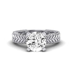 Azalea Moissanite Matching Band Only (does Not Include Engagement Ring) For Ring With Round Center whitegold