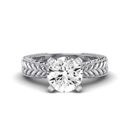 Azalea Moissanite Matching Band Only (does Not Include Engagement Ring) For Ring With Round Center whitegold