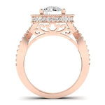 Clover Moissanite Matching Band Only ( Engagement Ring Not Included)  For Ring With Round Center rosegold