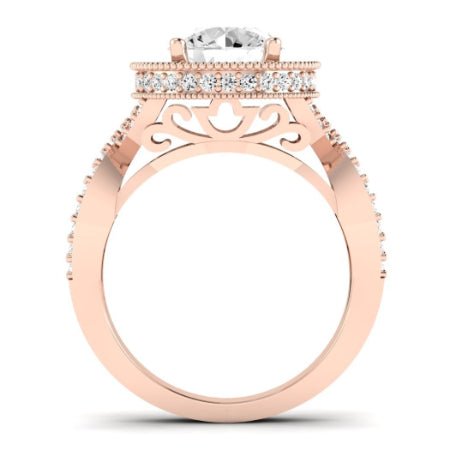 Clover Moissanite Matching Band Only ( Engagement Ring Not Included)  For Ring With Round Center rosegold