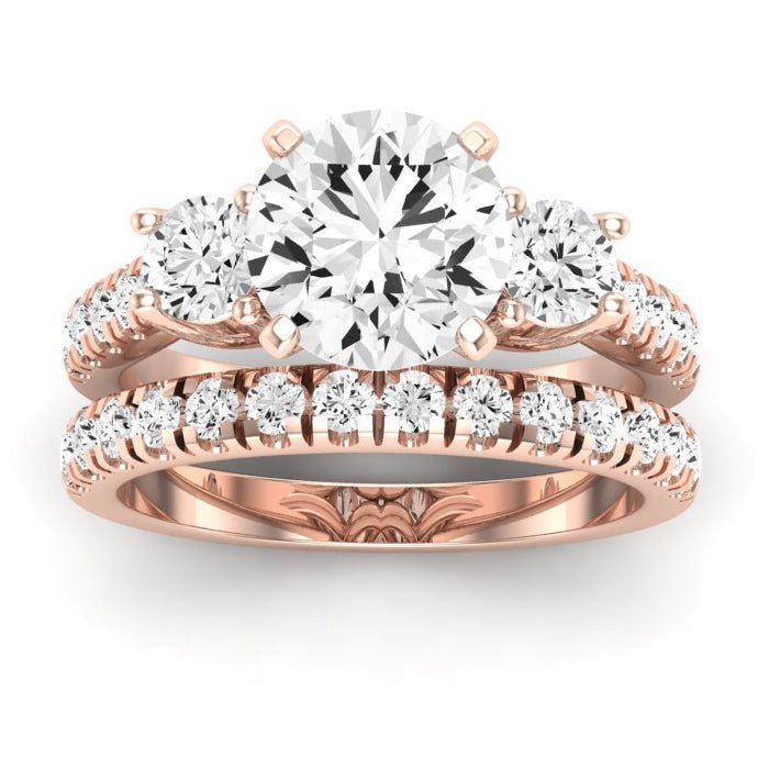 Primrose Moissanite Matching Band Only ( Engagement Ring Not Included) For Ring With Round Center rosegold