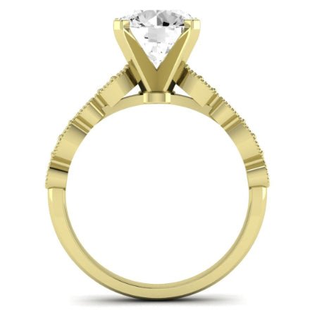 Marigold Moissanite Matching Band Only (does Not Include Engagement Ring) For Ring With Round Center yellowgold