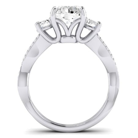 Bottlebrush Moissanite Matching Band Only (does Not Include Engagement Ring) For Ring With Round Center whitegold