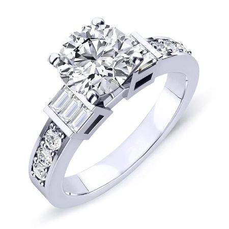 Daisy Moissanite Matching Band Only (engagement Ring Not Included) For Ring With Round Center whitegold