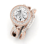 Clover Moissanite Matching Band Only ( Engagement Ring Not Included)  For Ring With Round Center rosegold