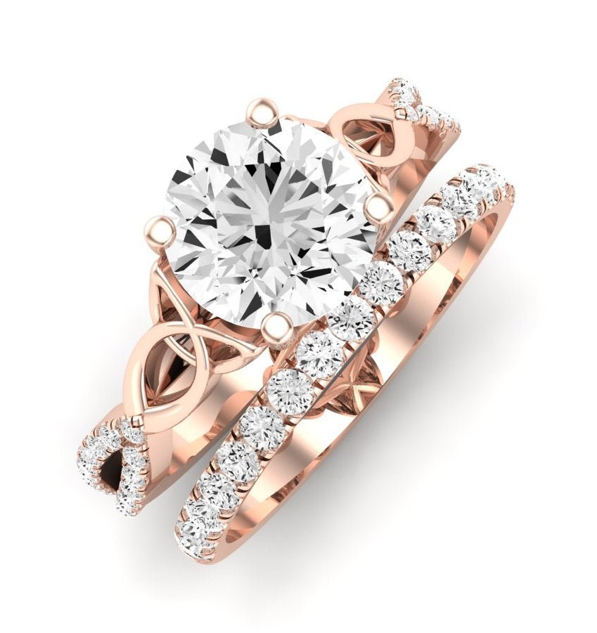 Pavonia Moissanite Matching Band Only (does Not Include Engagement Ring)  For Ring With Round Center rosegold