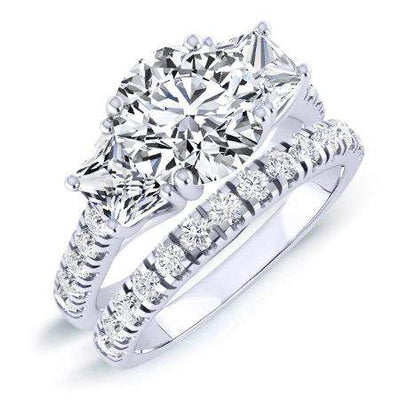 Marjoram Moissanite Matching Band Only (engagement Ring Not Included) For Ring With Round Center whitegold