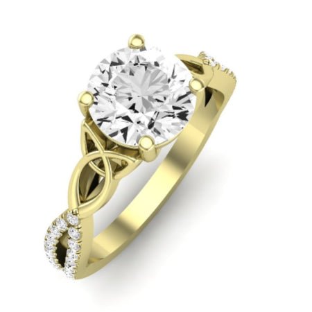 Pavonia Moissanite Matching Band Only (does Not Include Engagement Ring)  For Ring With Round Center yellowgold