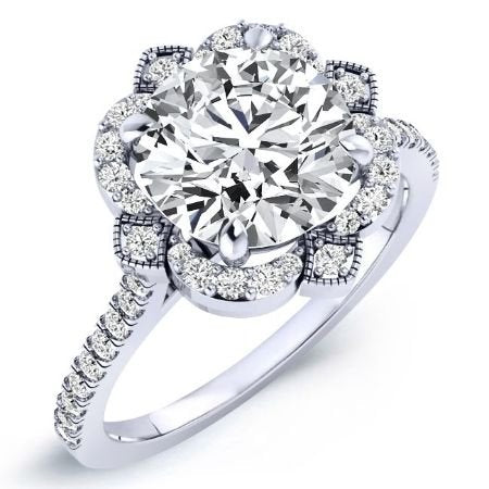 Rockrose Moissanite Matching Band Only (engagement Ring Not Included) For Ring With Round Center whitegold
