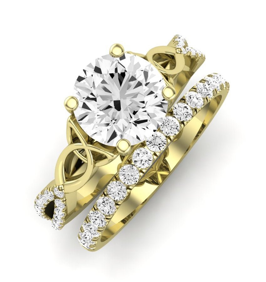 Pavonia Moissanite Matching Band Only (does Not Include Engagement Ring)  For Ring With Round Center yellowgold