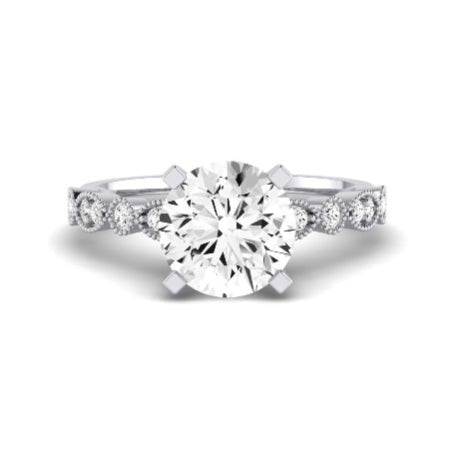 Marigold Moissanite Matching Band Only (does Not Include Engagement Ring) For Ring With Round Center whitegold