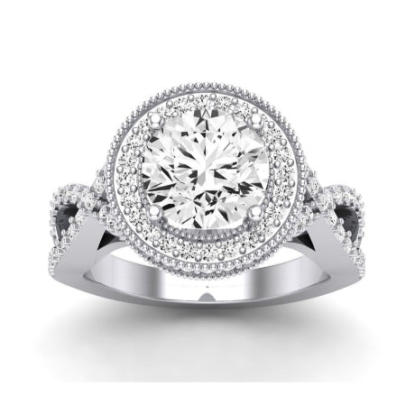 Clover Moissanite Matching Band Only ( Engagement Ring Not Included)  For Ring With Round Center whitegold