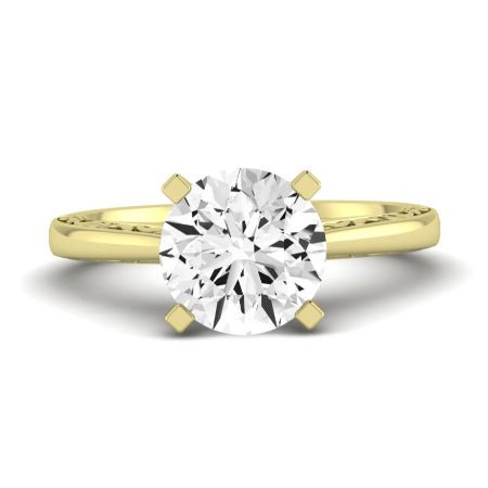 Astilbe Moissanite Matching Band Only (does Not Include Engagement Ring) For Ring With Round Center yellowgold