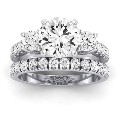 Primrose Moissanite Matching Band Only ( Engagement Ring Not Included) For Ring With Round Center whitegold