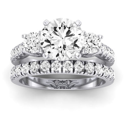 Primrose Moissanite Matching Band Only ( Engagement Ring Not Included) For Ring With Round Center whitegold