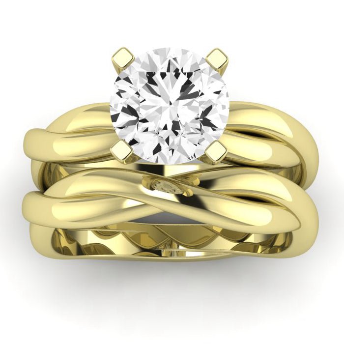 Baneberry Moissanite Matching Band Only (does Not Include Engagement Ring)  For Ring With Round Center yellowgold