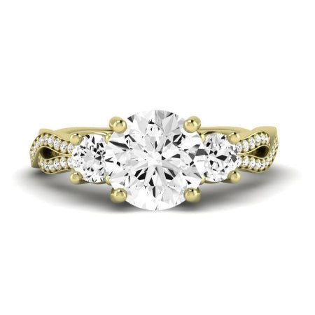 Bottlebrush Moissanite Matching Band Only (does Not Include Engagement Ring) For Ring With Round Center yellowgold