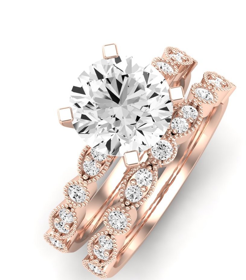 Marigold Moissanite Matching Band Only (does Not Include Engagement Ring) For Ring With Round Center rosegold