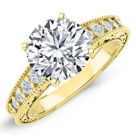 Romy Moissanite Matching Band Only (engagement Ring Not Included) For Ring With Round Center yellowgold