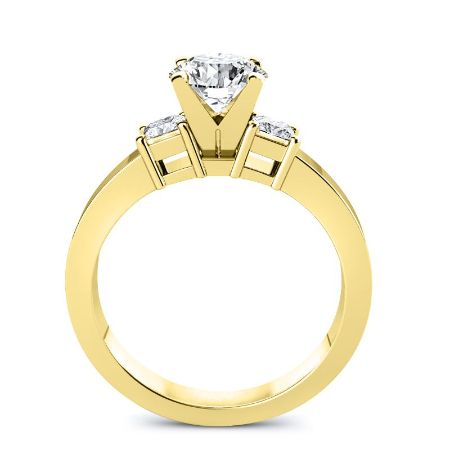 Bellflower Moissanite Matching Band Only (engagement Ring Not Included) For Ring With Round Center yellowgold