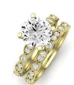 Marigold Moissanite Matching Band Only (does Not Include Engagement Ring) For Ring With Round Center yellowgold