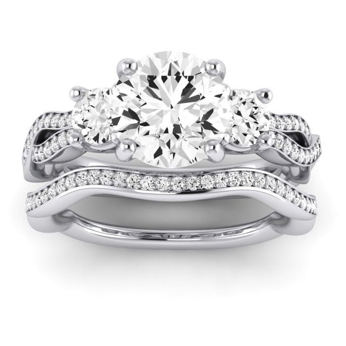 Bottlebrush Moissanite Matching Band Only (does Not Include Engagement Ring) For Ring With Round Center whitegold