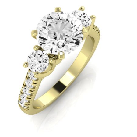 Primrose Moissanite Matching Band Only ( Engagement Ring Not Included) For Ring With Round Center yellowgold